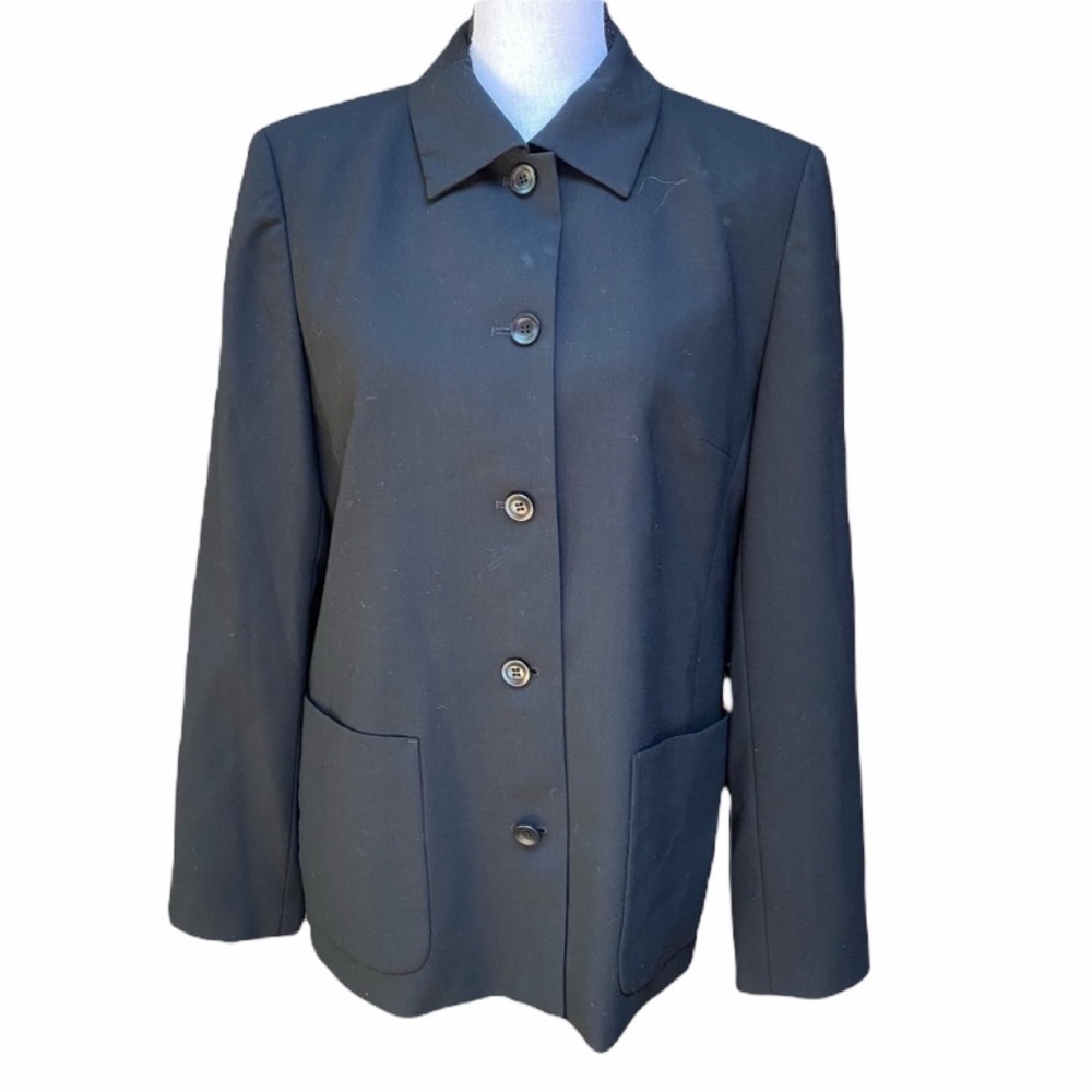 Talbots Black Wool Blazer Jacket Size 10
